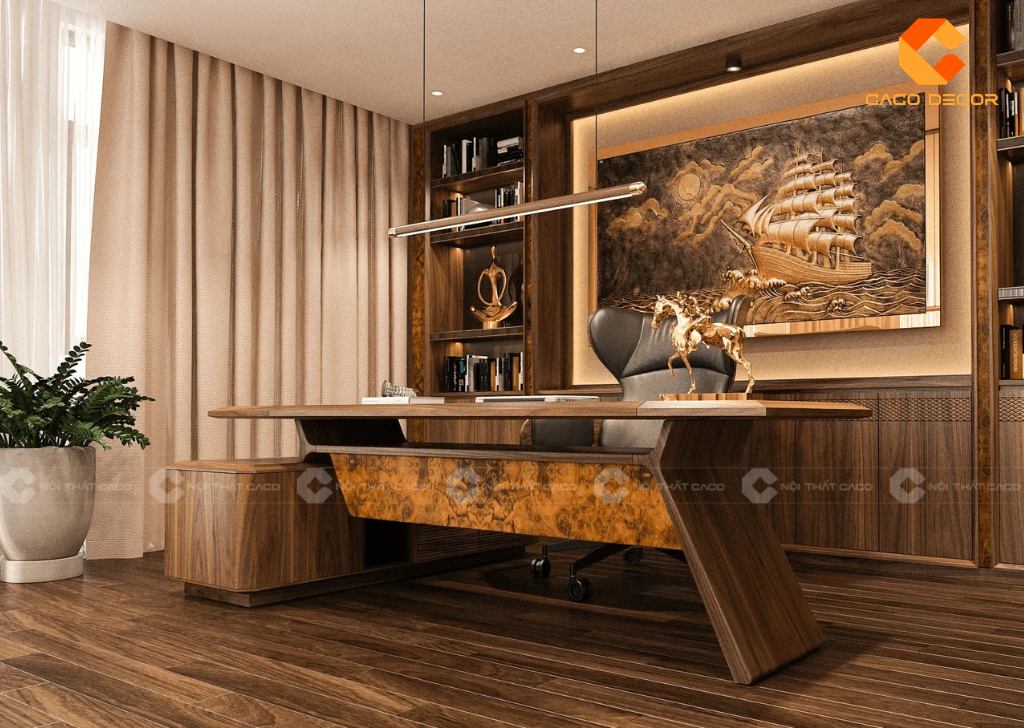 15 Mẫu Bàn Giám Đốc Gỗ Óc Chó Đẹp Sản Xuất Theo Yêu Cầu 2