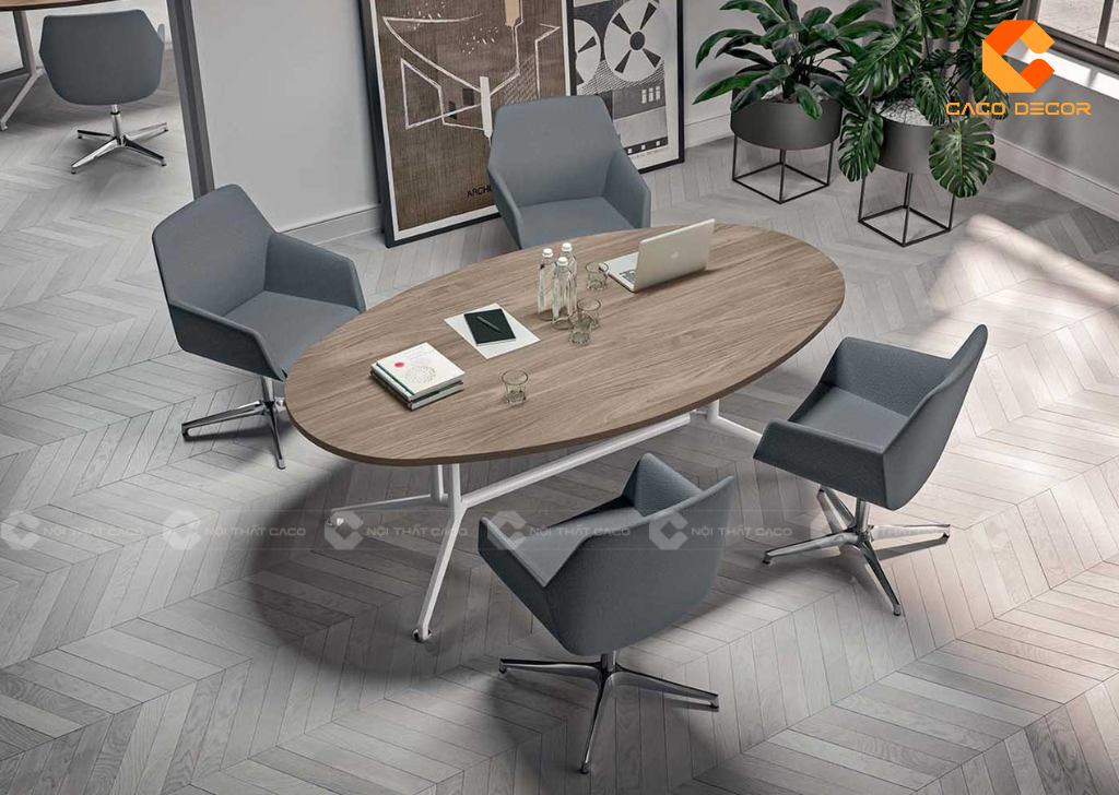 Thiết kế bàn họp nhỏ hình oval cho 4 người