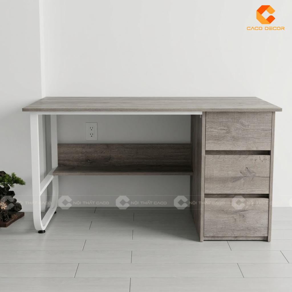 Thiết kế 3D bàn làm việc tại nhà gỗ MDF