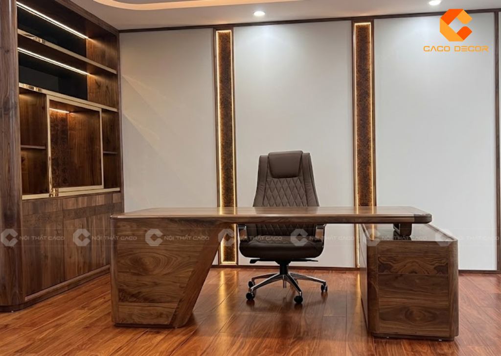 15 Mẫu Bàn Giám Đốc Gỗ Óc Chó Đẹp Sản Xuất Theo Yêu Cầu 3