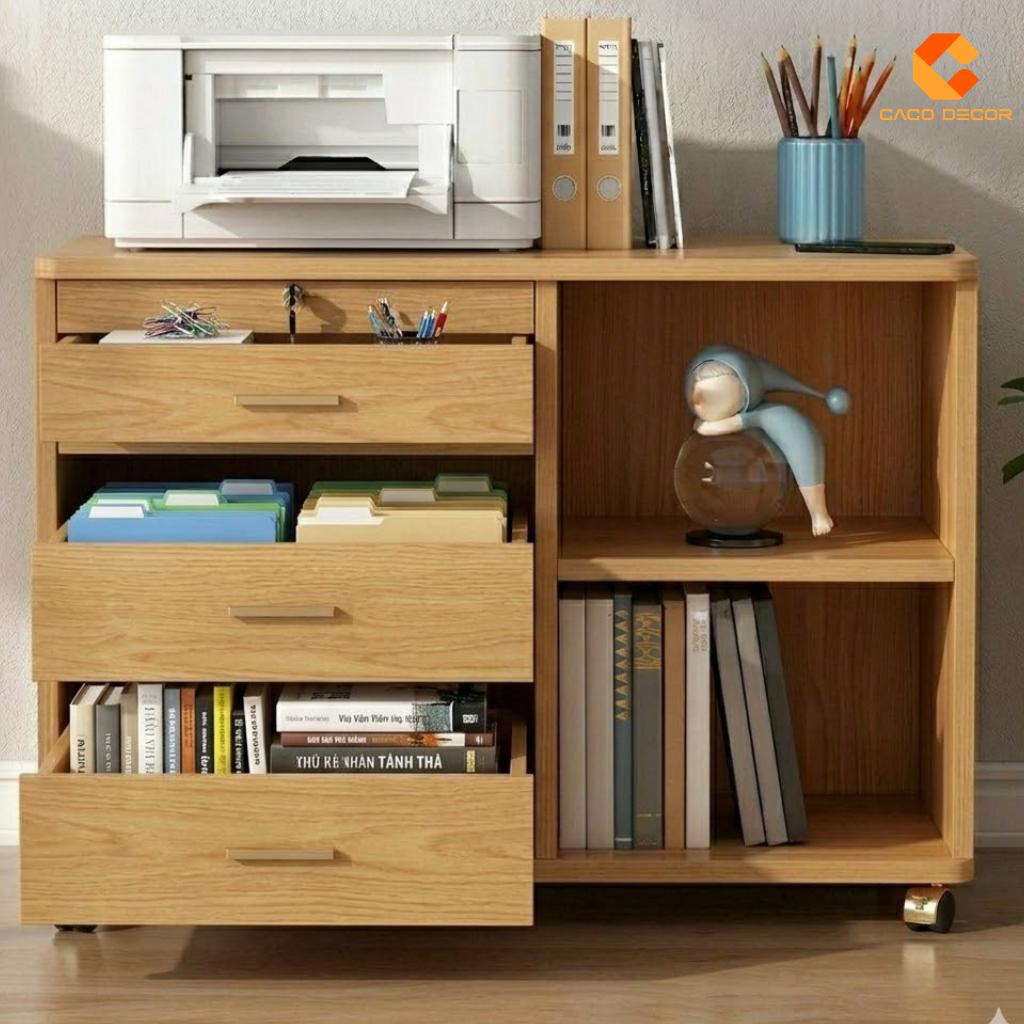 Tủ Hồ Sơ Gỗ Công Nghiệp THS026 Có Bánh Xe | Nội Thất CaCo 1