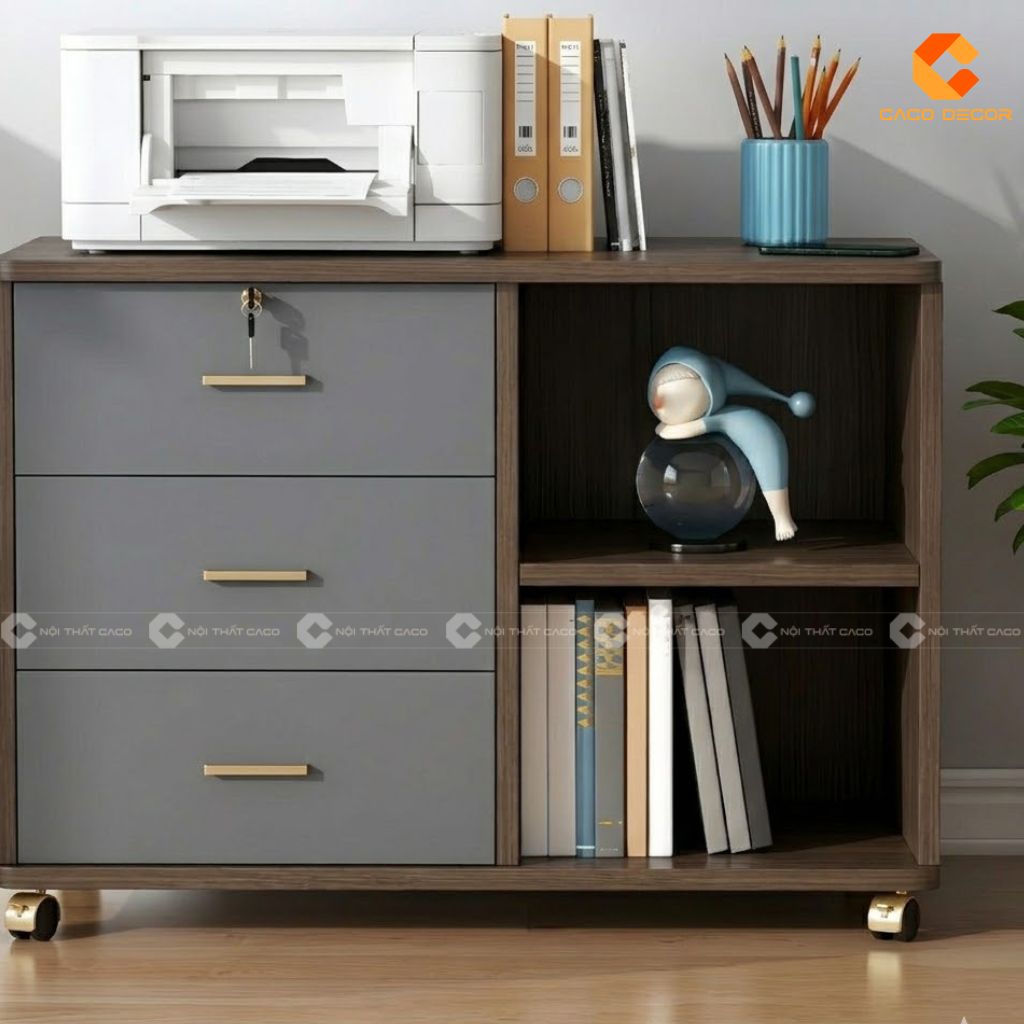 Tủ hồ sơ nhiều ngăn lưu trữ THS026 màu nâu xám