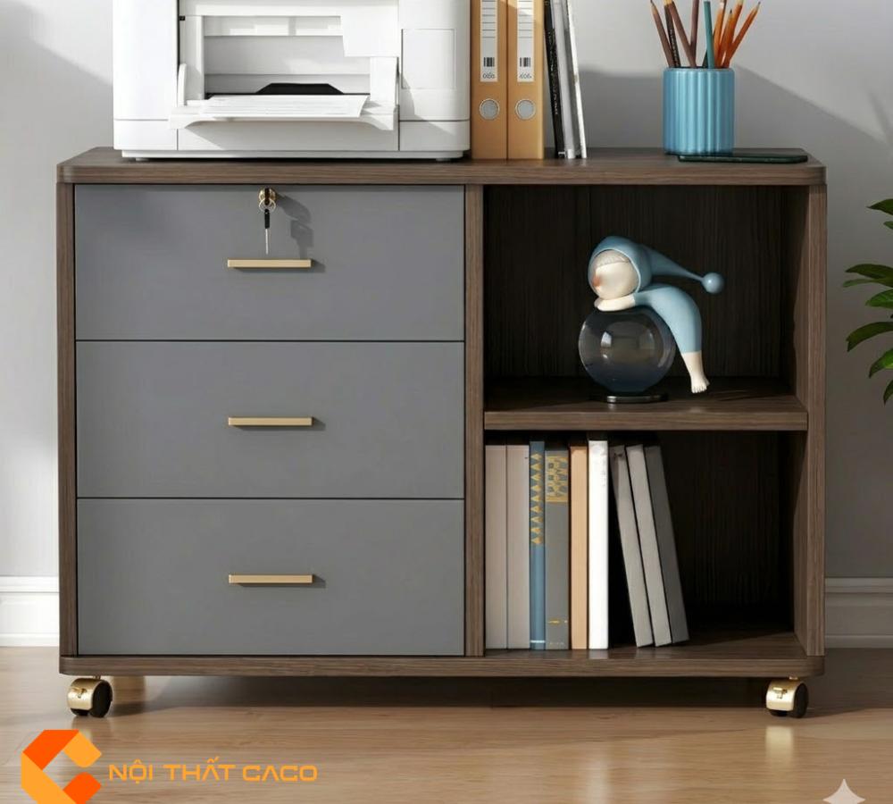 Tủ Hồ Sơ Gỗ Công Nghiệp THS026 Có Bánh Xe | Nội Thất CaCo 7