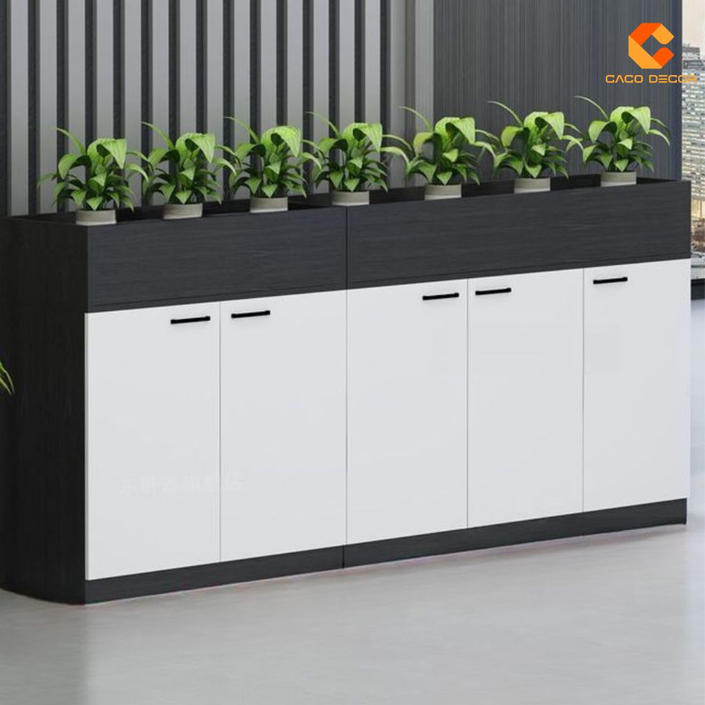 Tủ Hồ Sơ Gỗ Công Nghiệp THS027 Màu Trắng Hiện Đại
