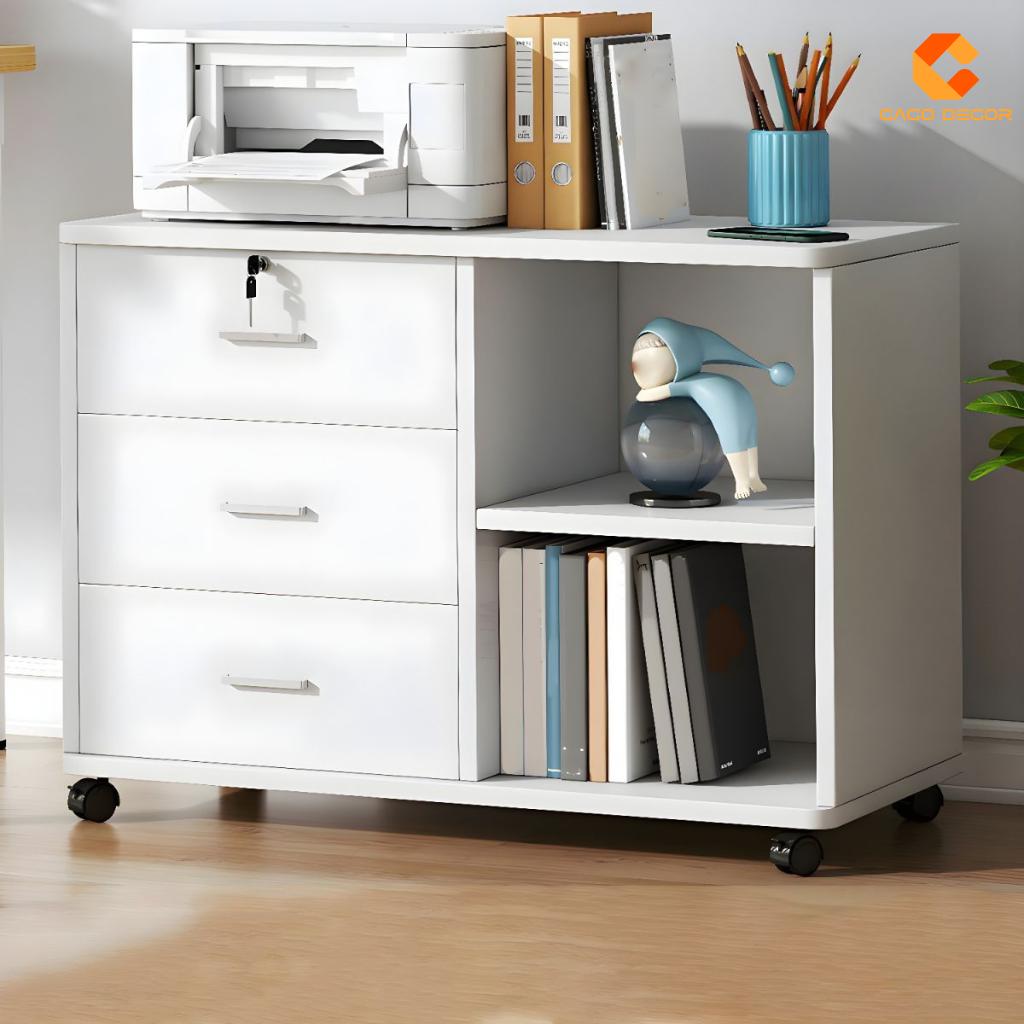 Tủ Hồ Sơ Gỗ Công Nghiệp THS026 Có Bánh Xe | Nội Thất CaCo 3