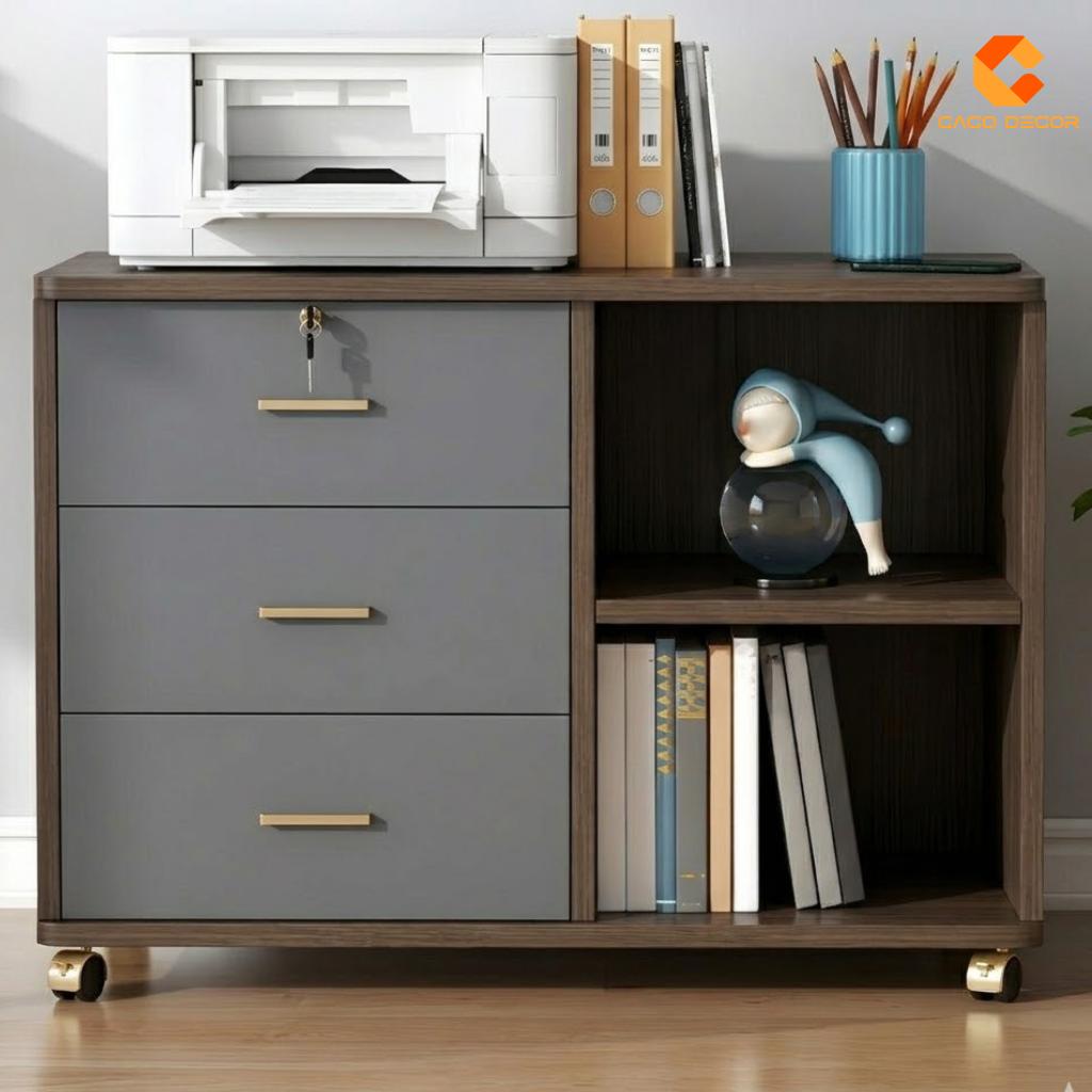 Tủ Hồ Sơ Gỗ Công Nghiệp THS026 Có Bánh Xe | Nội Thất CaCo 5