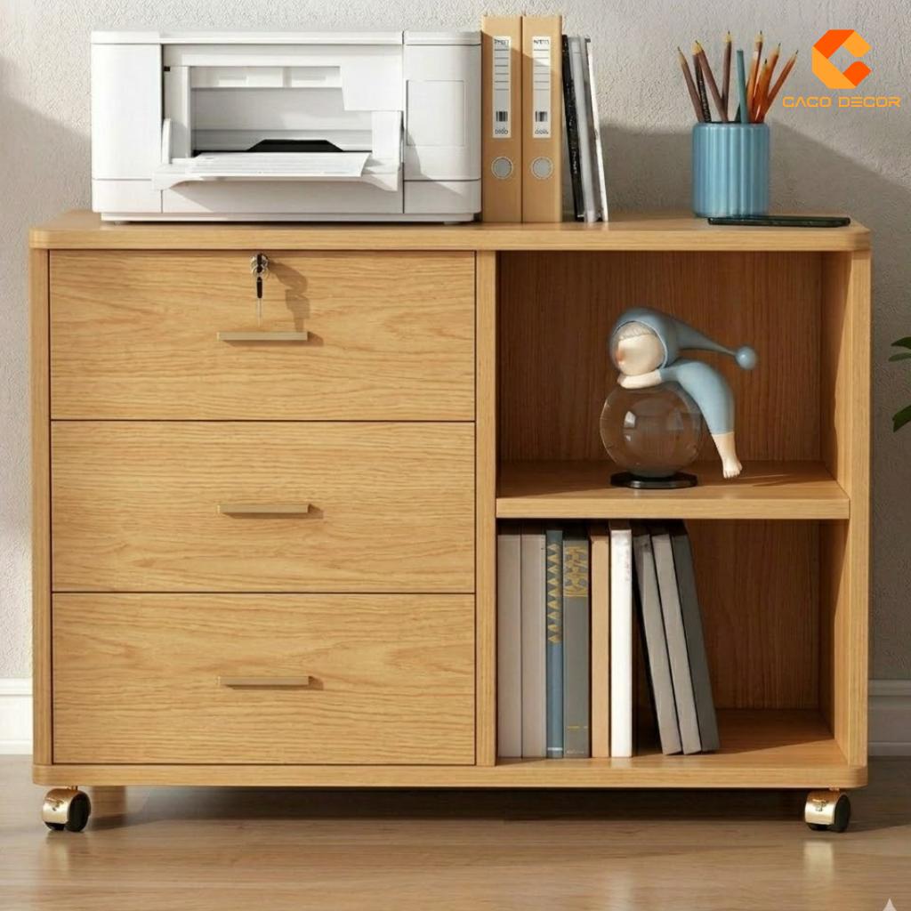 Tủ Hồ Sơ Gỗ Công Nghiệp THS026 Có Bánh Xe | Nội Thất CaCo 6