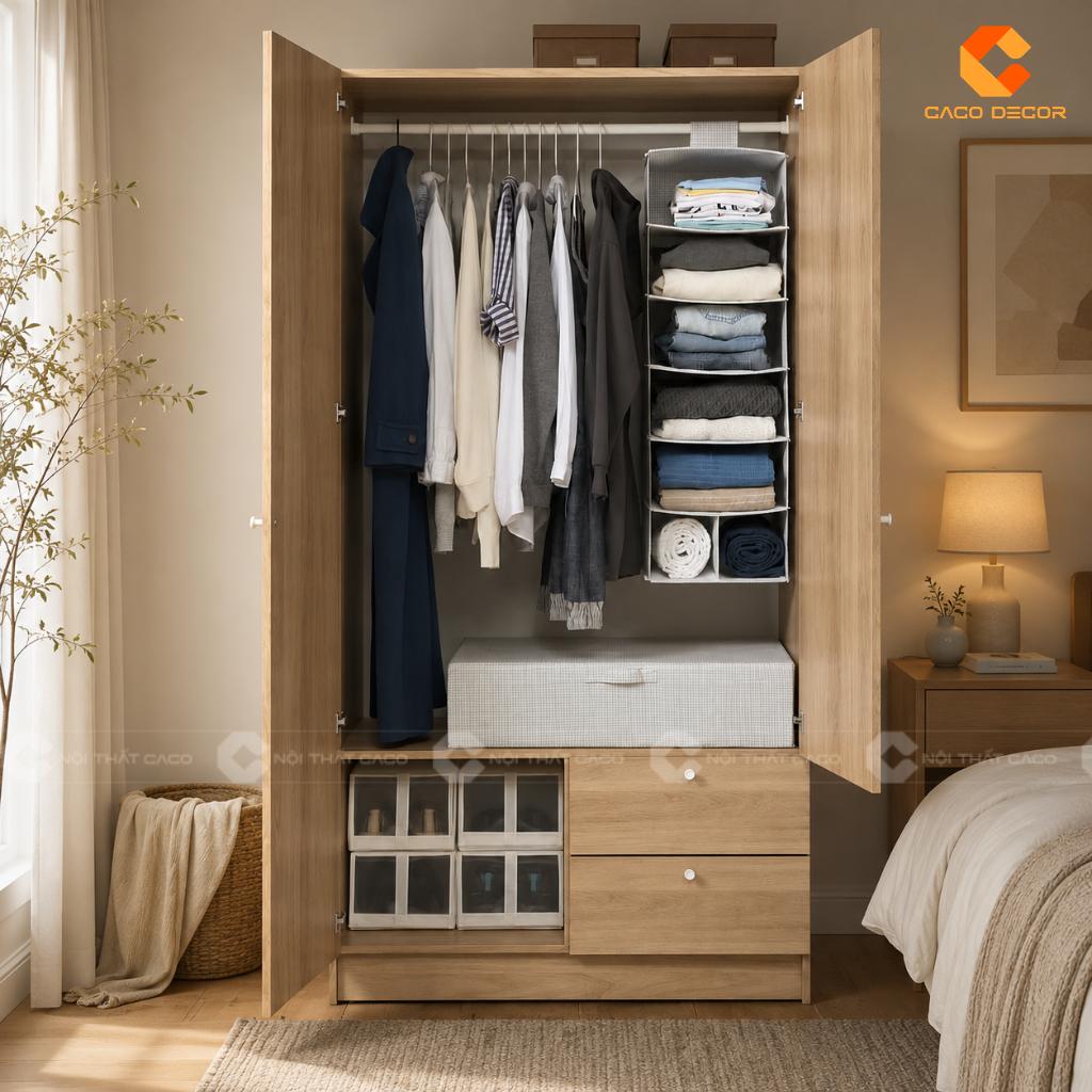 Tủ Quần Áo 2 Cánh Đẹp Hiện Đại Cho Phòng Ngủ Nhỏ 11