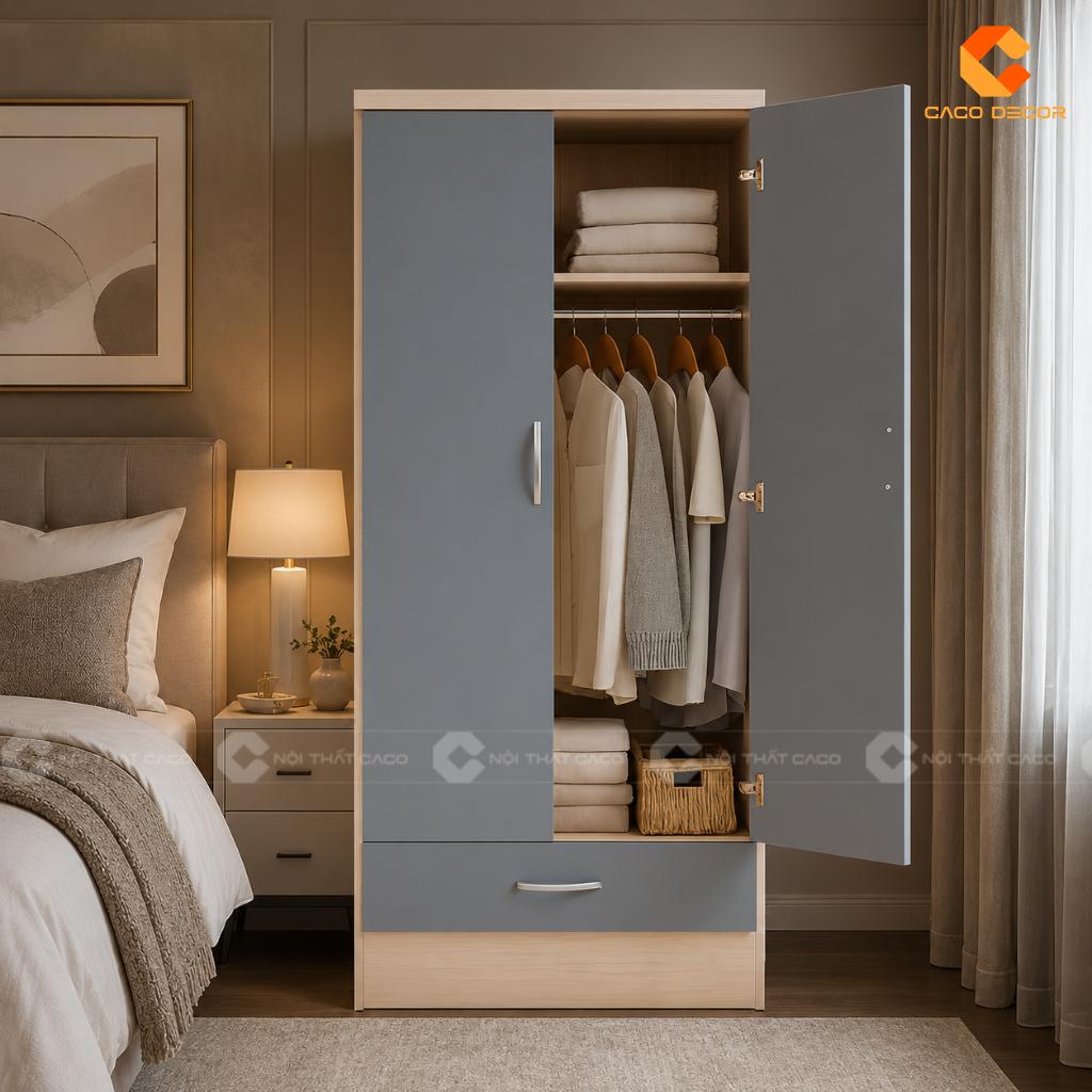 Tủ Quần Áo 2 Cánh Đẹp Hiện Đại Cho Phòng Ngủ Nhỏ 12