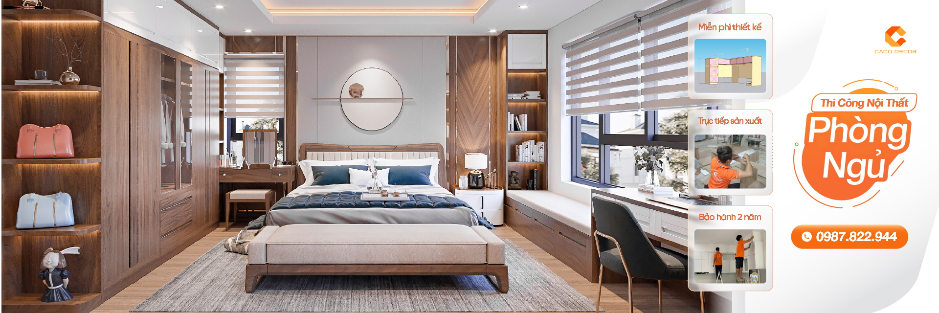 banner dịch vụ km Thi công nội thất phòng ngủ