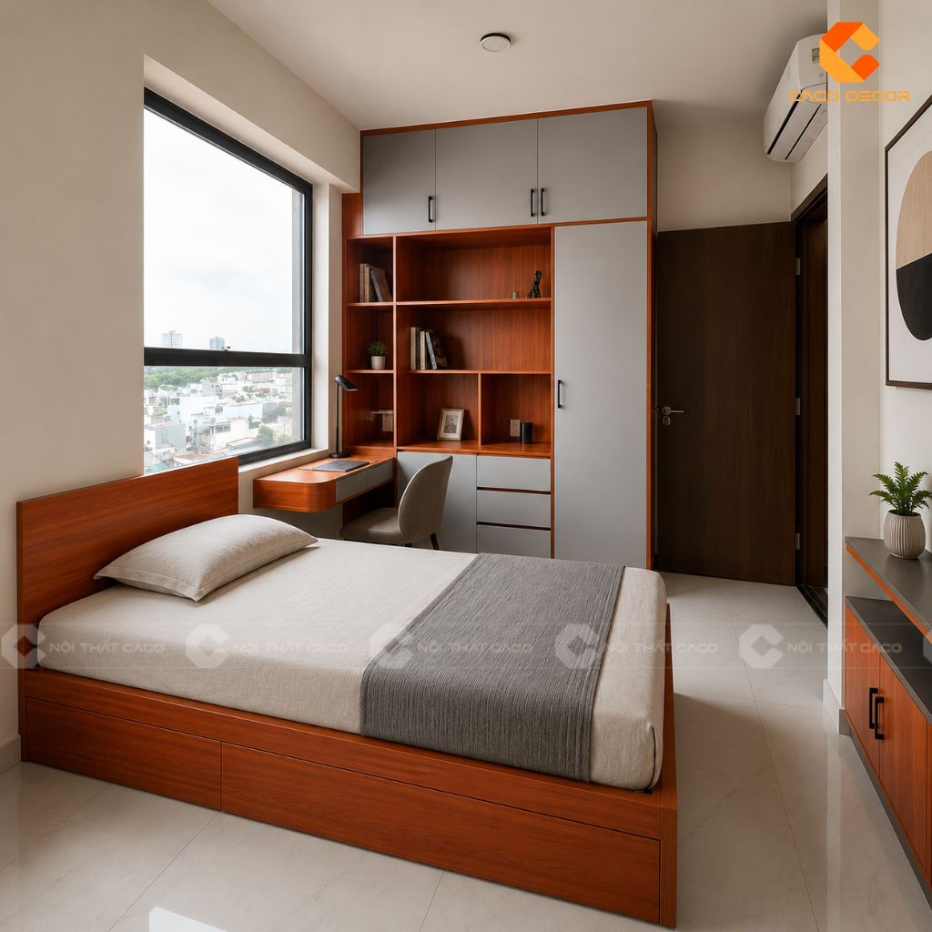 Ảnh 3D combo nội thất phòng ngủ Chị Tuyết chung cư Green River