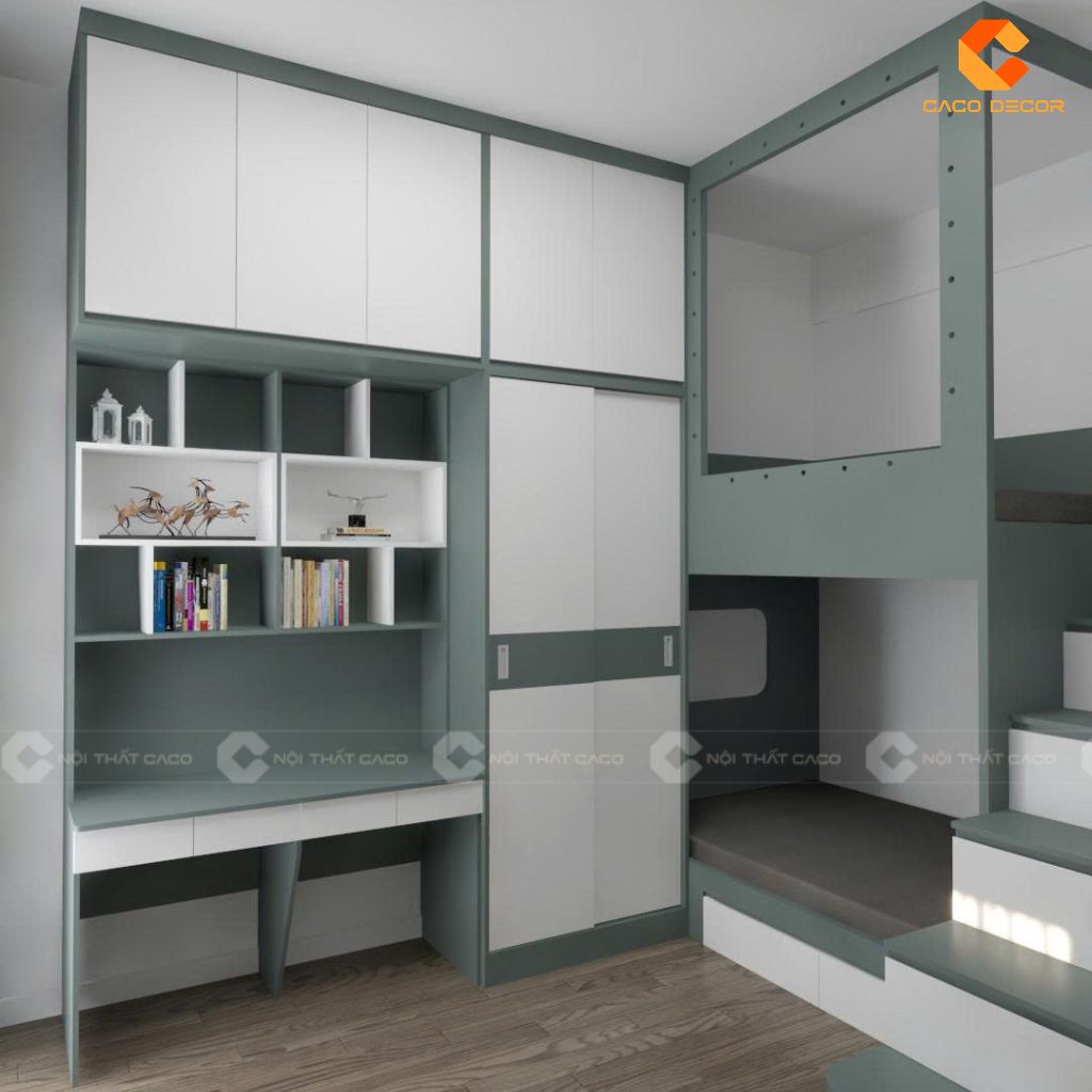 Ảnh 3D giường tầng trẻ em cho chị Huyền Phan tại RichStar 1