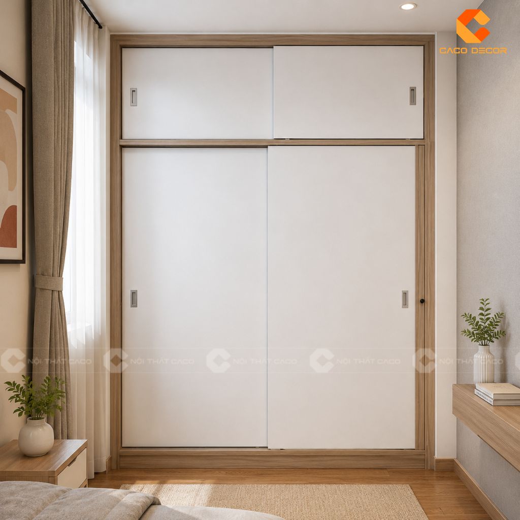 Ảnh 3D tủ áo lùa 2 cánh 