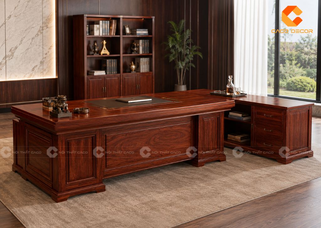 15+ Mẫu Bàn Giám Đốc Gỗ Đỏ Sang Trọng, Đẳng Cấp Cho Lãnh Đạo 14
