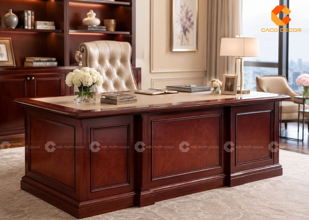 15+ Mẫu Bàn Giám Đốc Gỗ Đỏ Sang Trọng, Đẳng Cấp Cho Lãnh Đạo 6