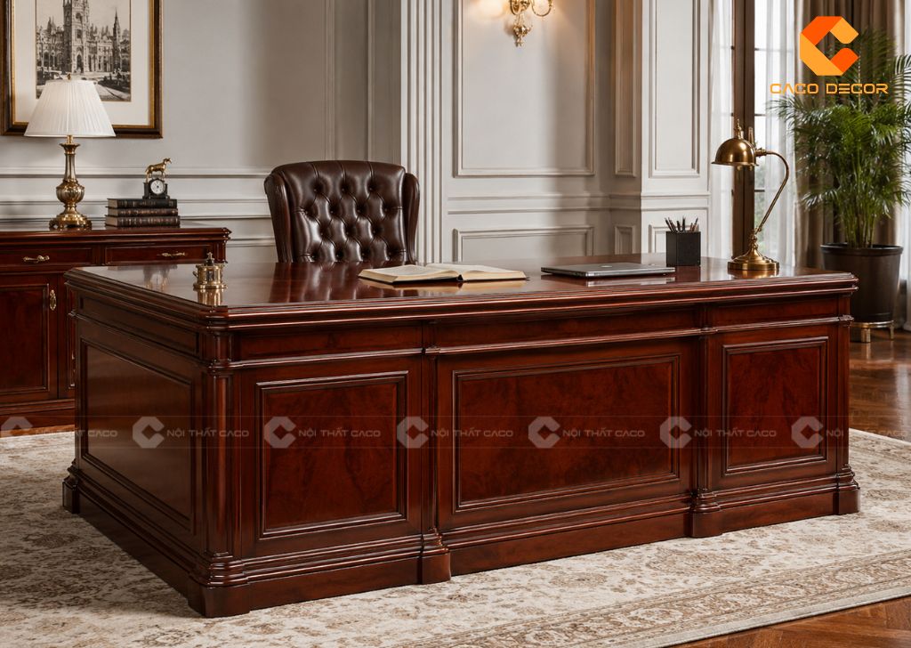 15+ Mẫu Bàn Giám Đốc Gỗ Đỏ Sang Trọng, Đẳng Cấp Cho Lãnh Đạo 13