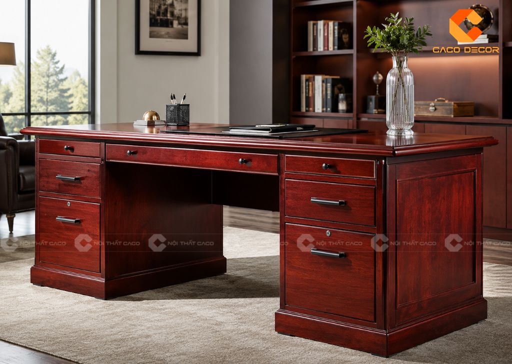 15+ Mẫu Bàn Giám Đốc Gỗ Đỏ Sang Trọng, Đẳng Cấp Cho Lãnh Đạo 20