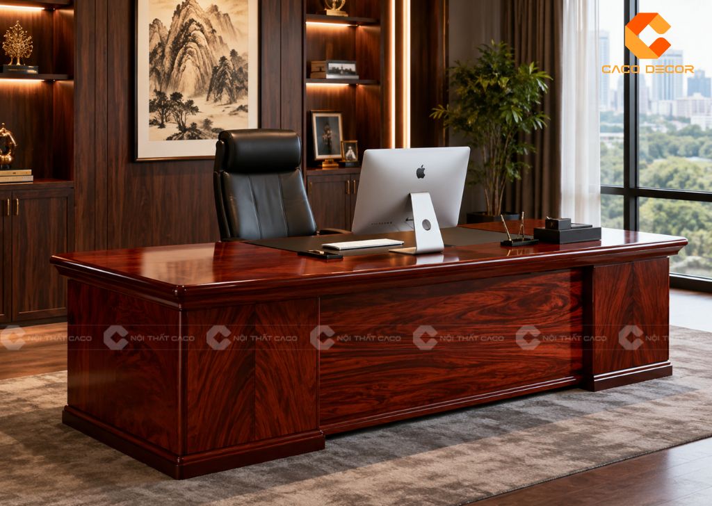 15+ Mẫu Bàn Giám Đốc Gỗ Đỏ Sang Trọng, Đẳng Cấp Cho Lãnh Đạo 23