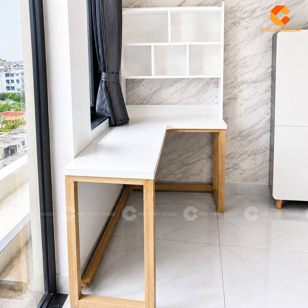 Bàn học góc L kết hợp kệ sách cho chị Thảo Như phường Đông Hòa
