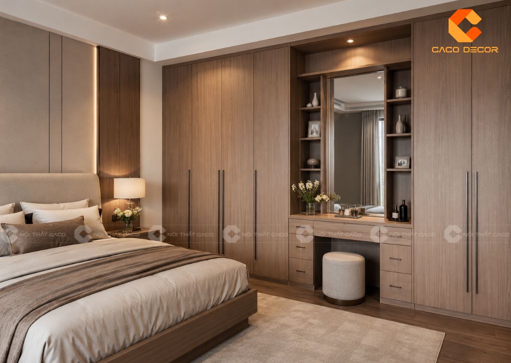 Bàn trang điểm kết hợp tủ áo phòng ngủ