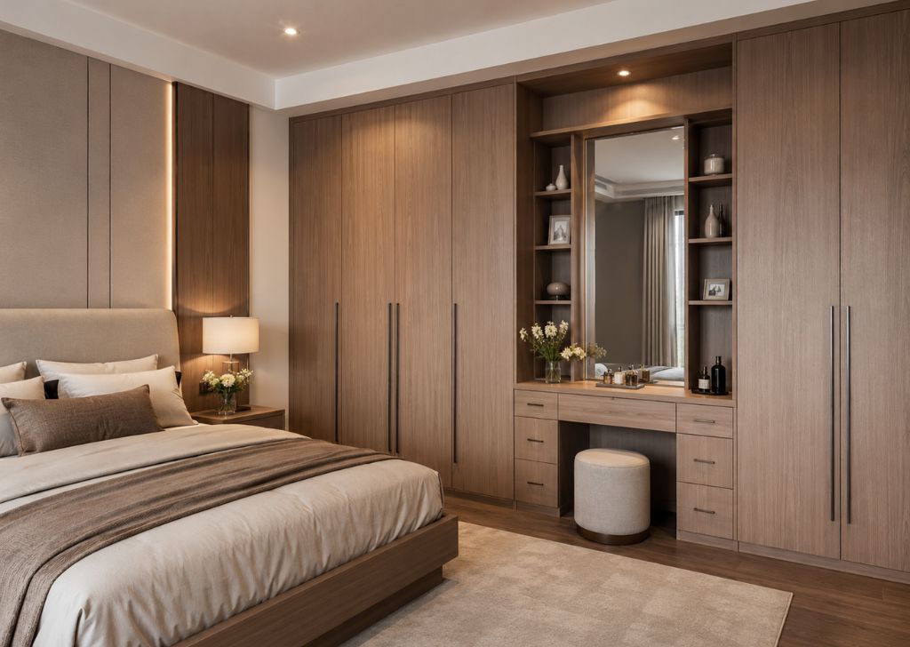 Bàn trang điểm kết hợp tủ áo phòng ngủ