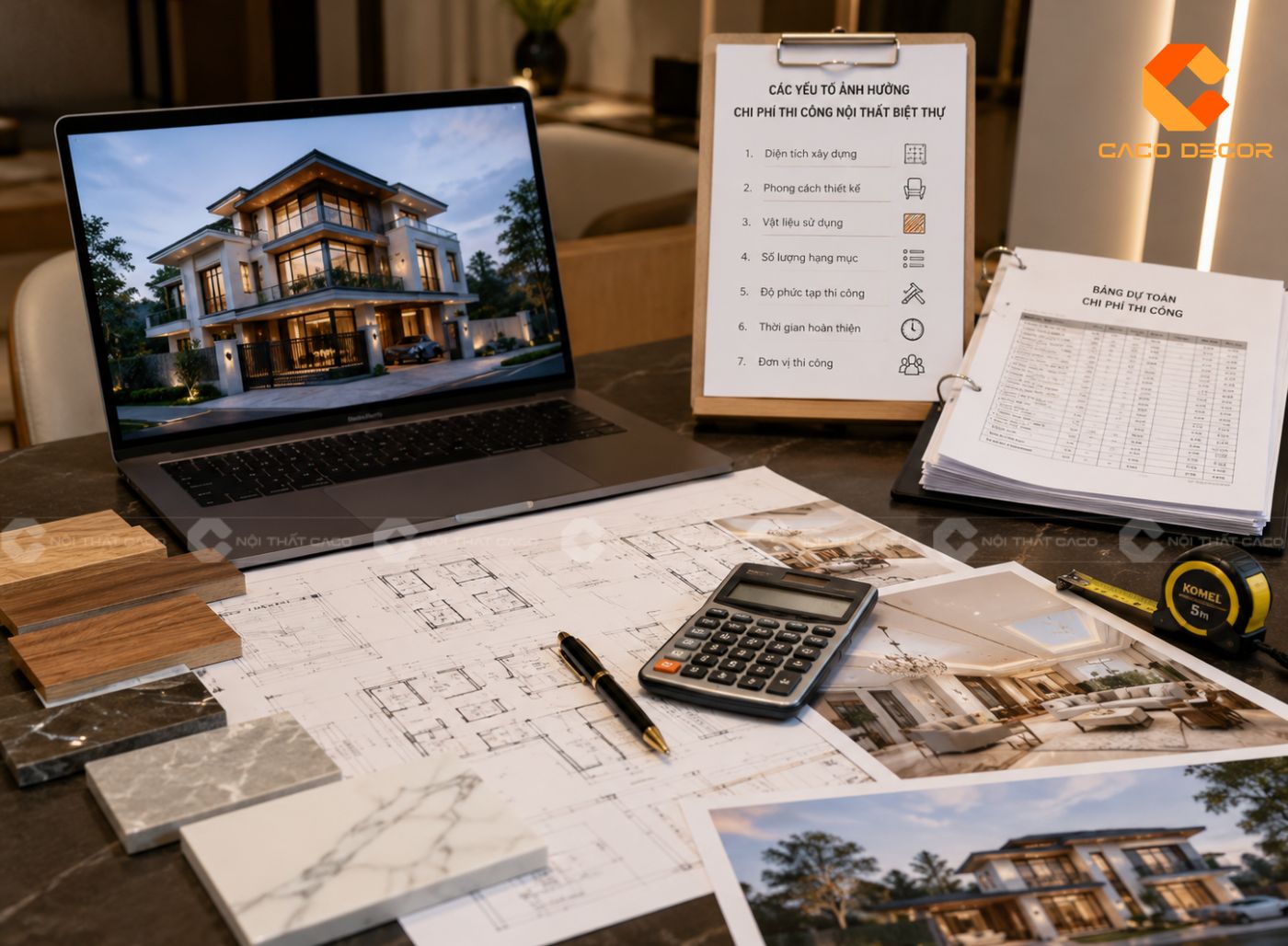 Chi phí thi công nội thất biệt thự