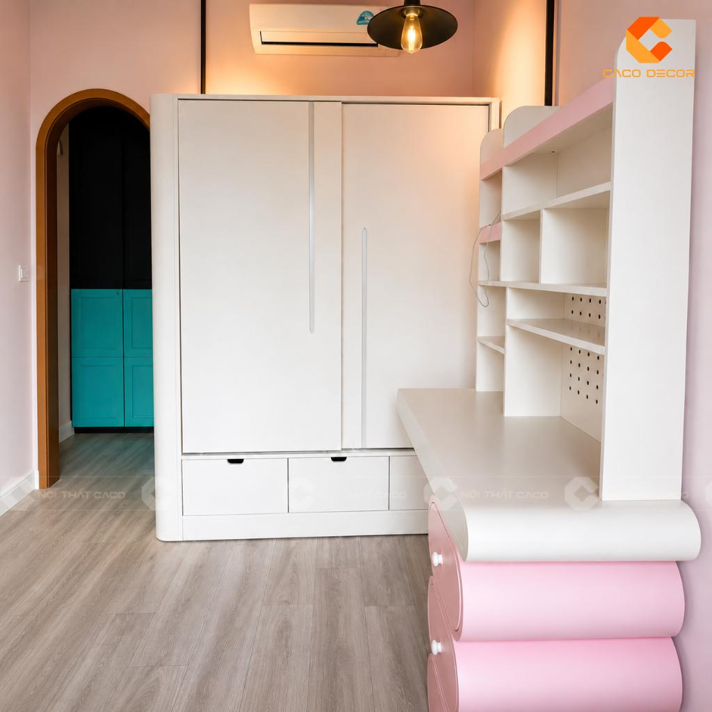 Combo tủ áo cửa lùa và bàn học trẻ em