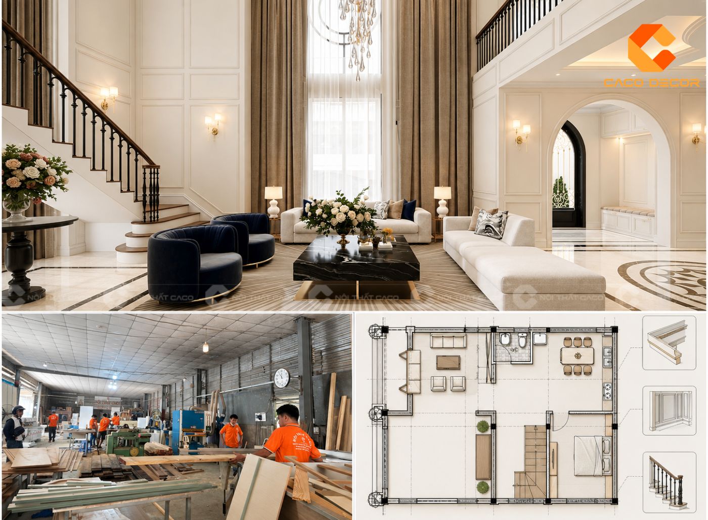 Hoàn thiện nội thất biệt thự đồng bộ