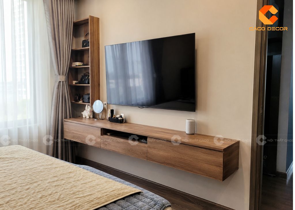 Kệ tivi thi công thực tế tại nhà khách
