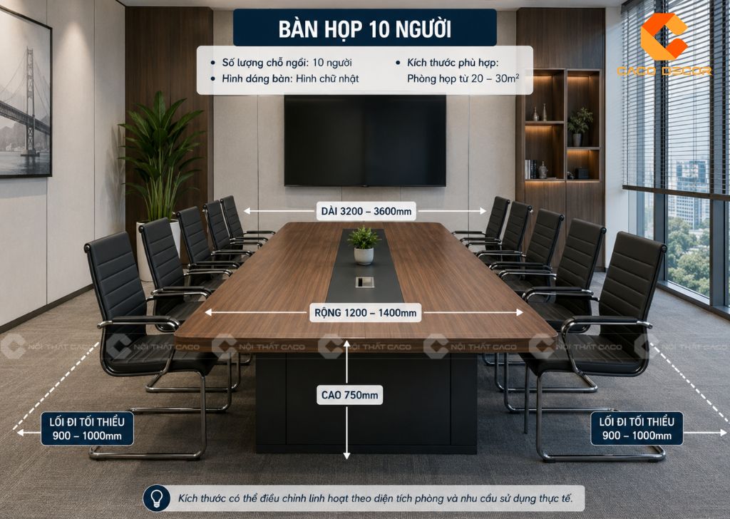 Top Mẫu Bàn Họp 10 Người Đẹp, Kích Thước Chuẩn  1