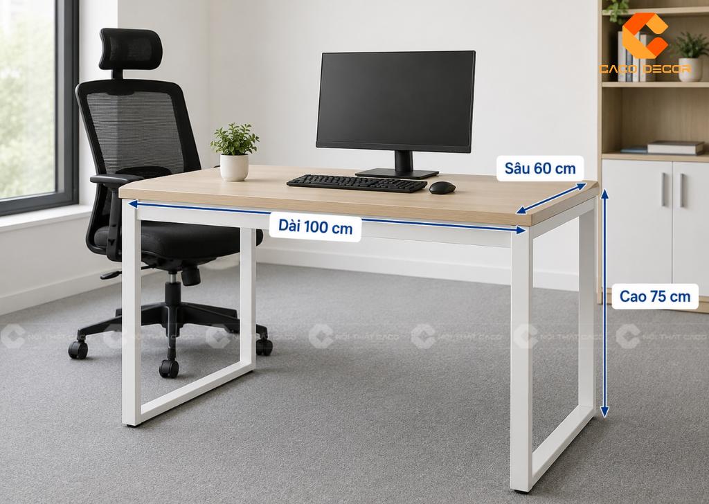 Kích thước tham khảo bàn làm việc nhân viên 1m