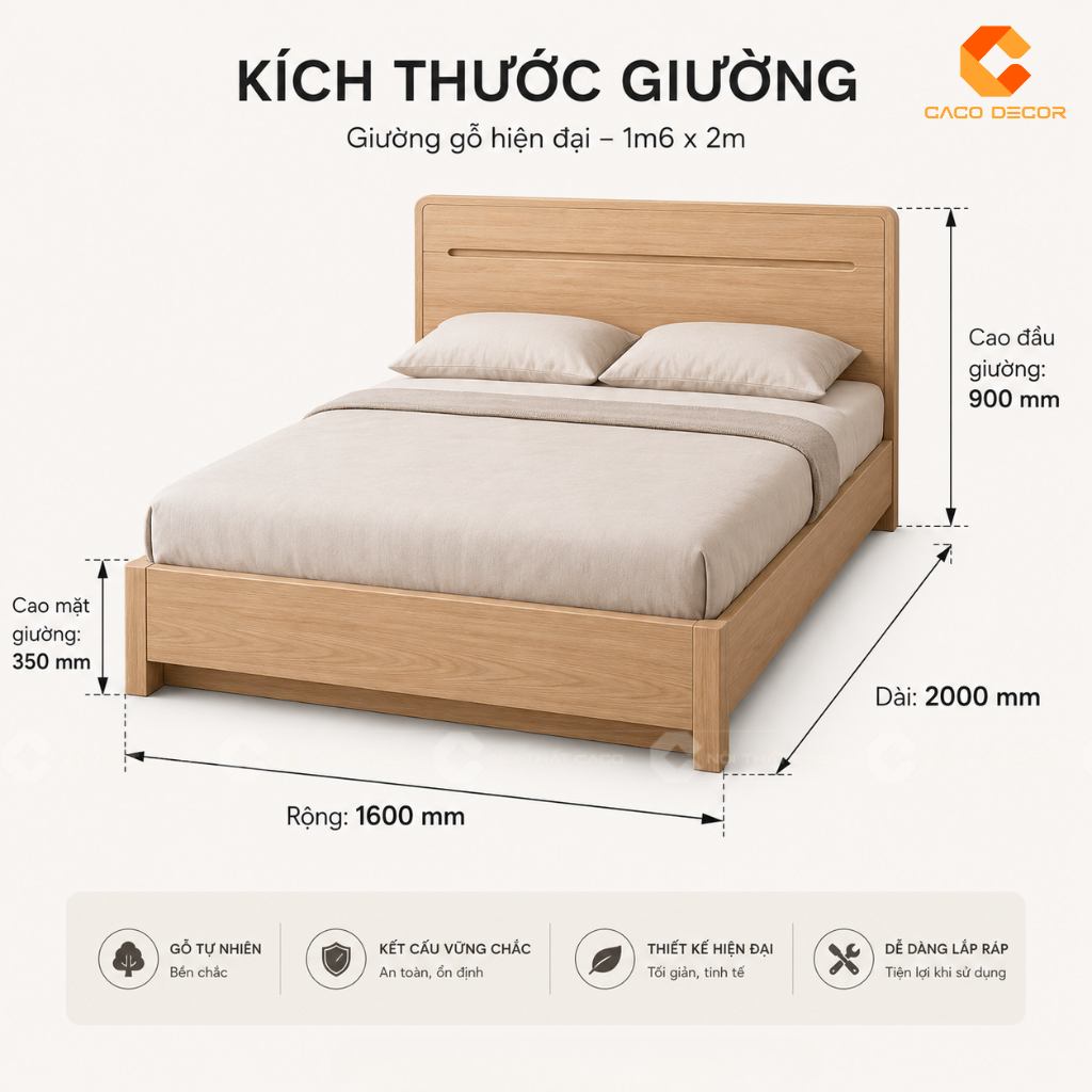 Kích thước giường ngủ tham khảo