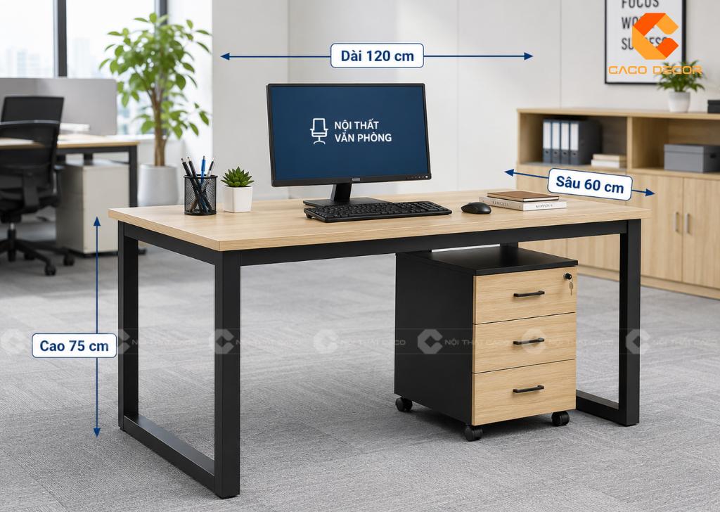Kích thước bàn làm việc nhân viên 1m2