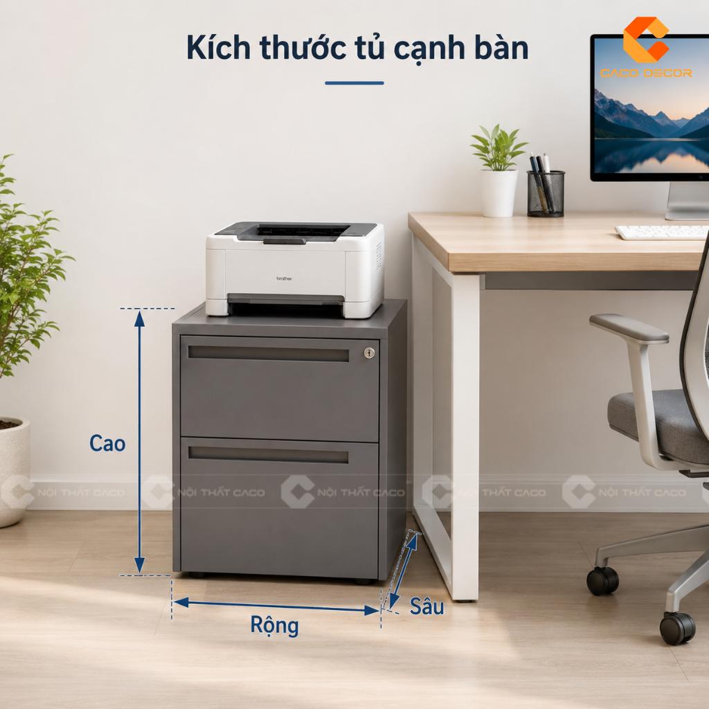 Kích thước mẫu tủ hồ sơ mini đặt cạnh bàn làm việc