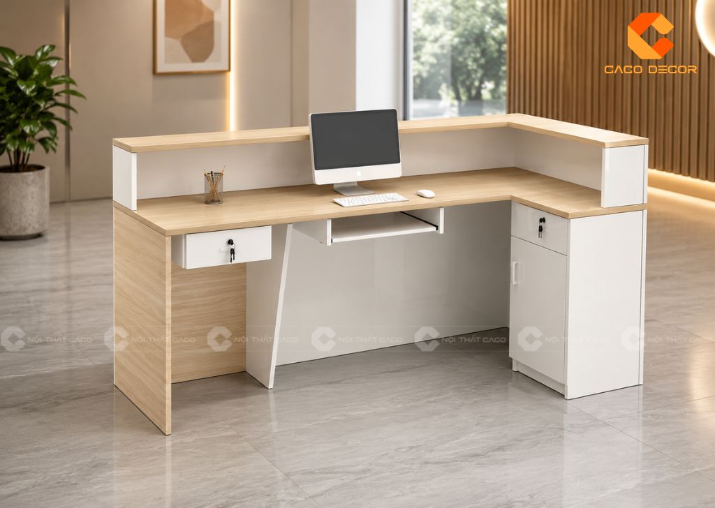 Quầy Lễ Tân Gỗ Công Nghiệp: 25+ Mẫu Đẹp Giá Xưởng TPHCM 1