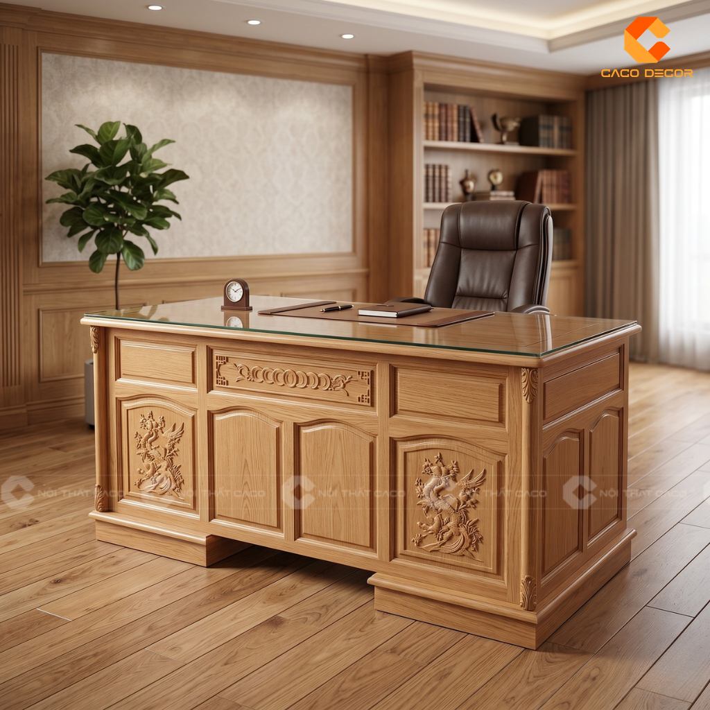 20 Mẫu Bàn Giám Đốc Gỗ Sồi Đẹp Sang Trọng, Giá Xưởng 23