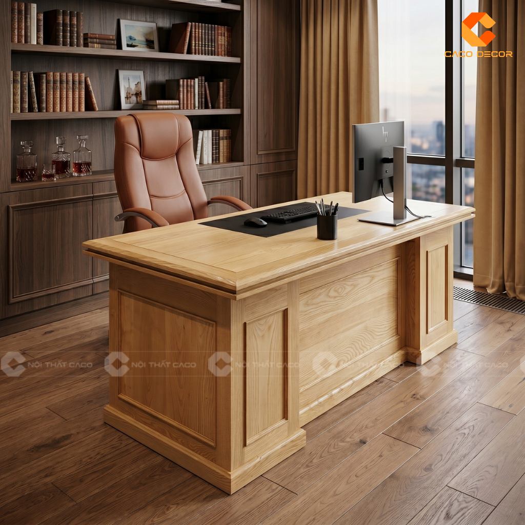 20 Mẫu Bàn Giám Đốc Gỗ Sồi Đẹp Sang Trọng, Giá Xưởng 4