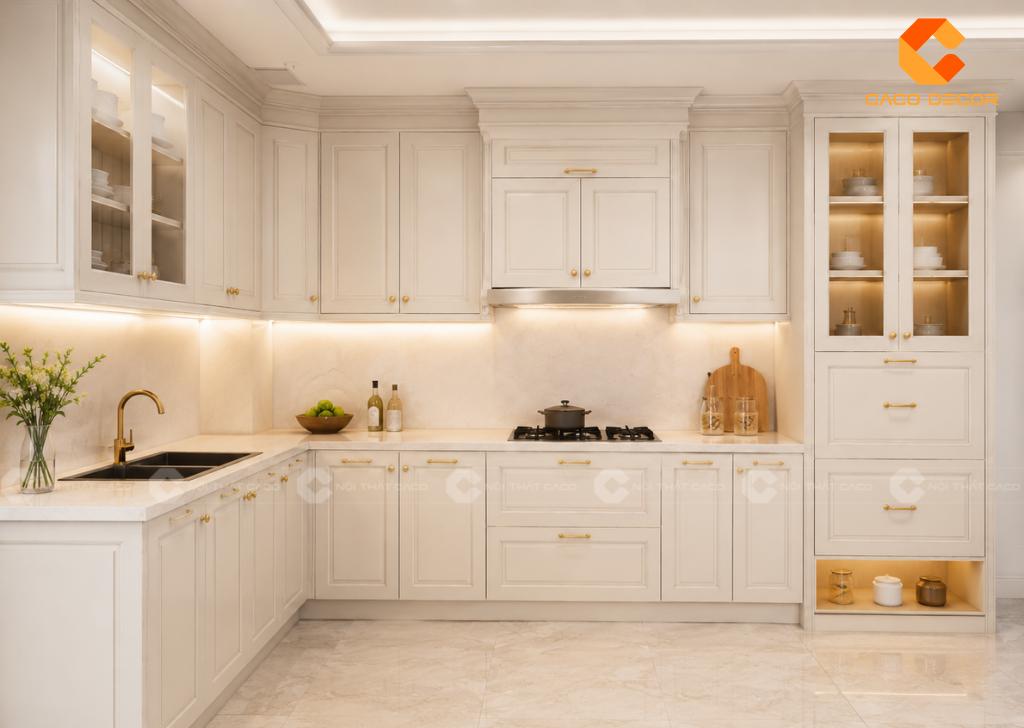 Tủ Bếp Tân Cổ Điển Đẹp, Sang Trọng, Thi Công Theo Yêu Cầu 11