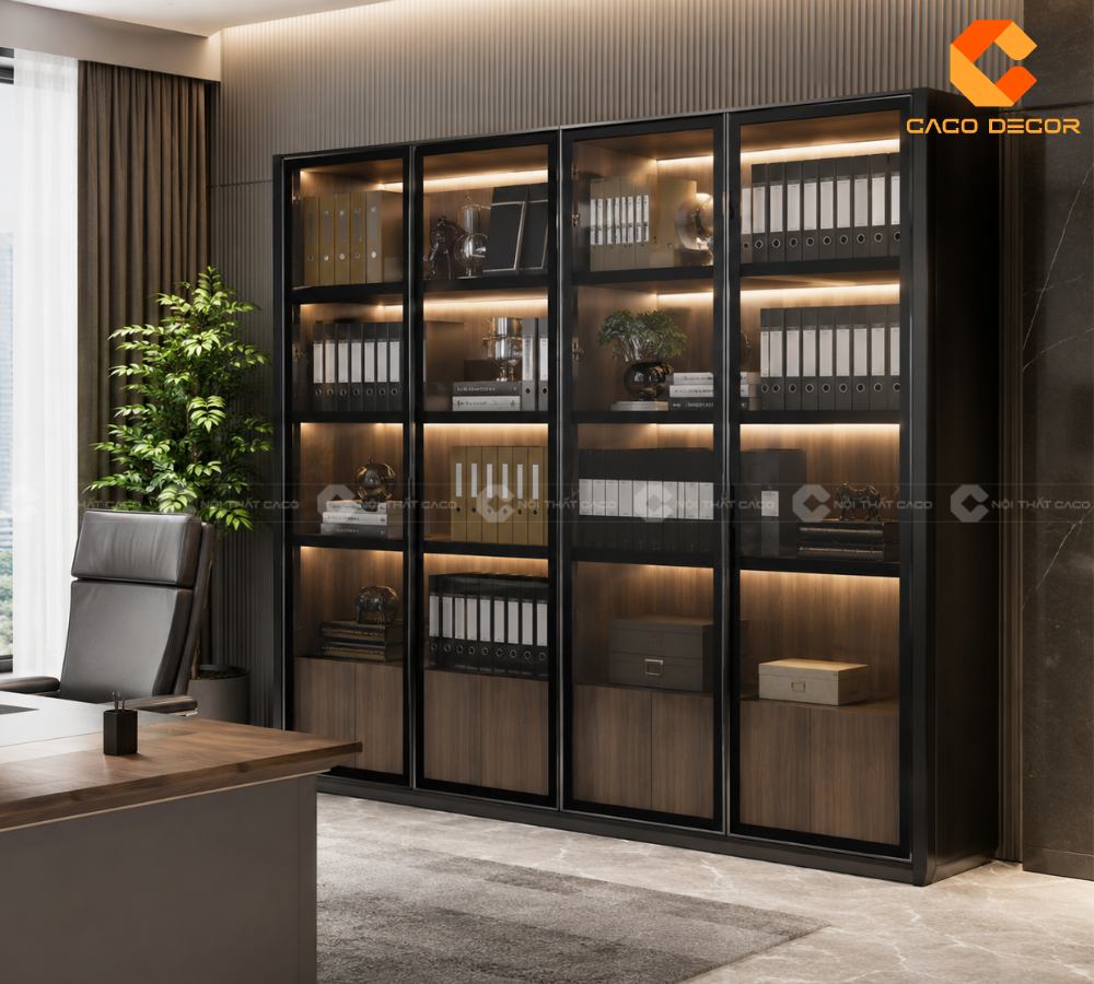 Mẫu tủ hồ sơ cánh kính đẹp sang trọng