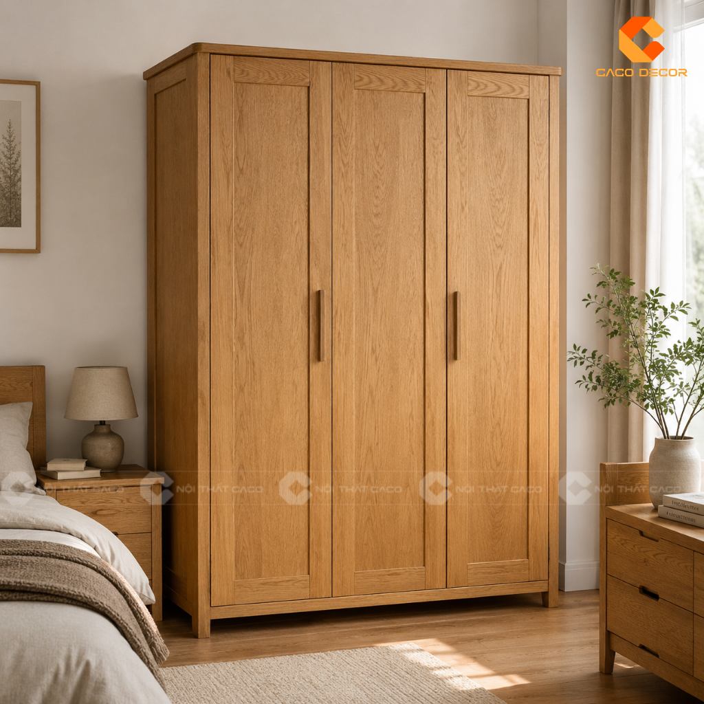 Mẫu tủ gỗ đựng quần áo 3 cánh bền đẹp cho phòng ngủ