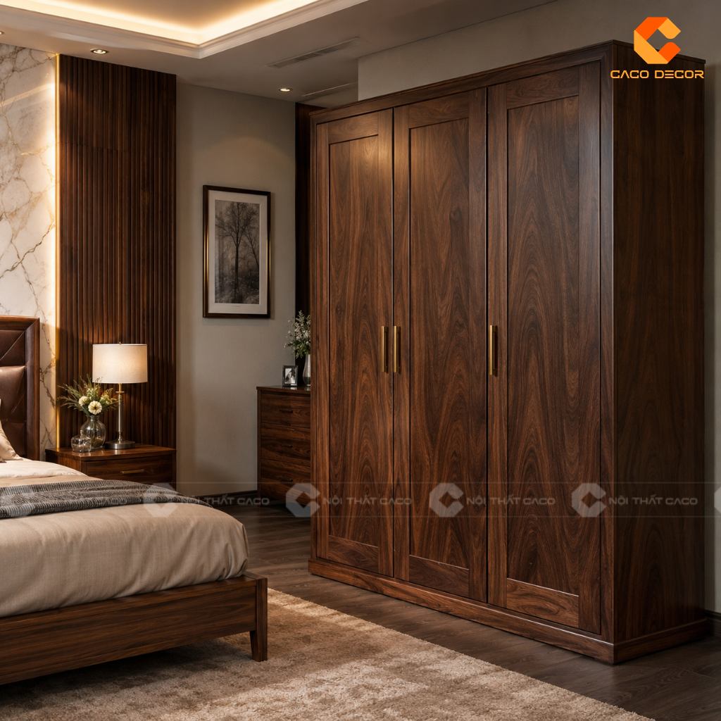Mẫu tủ áo 3 cánh mở gỗ tự nhiên bền và sang trọng