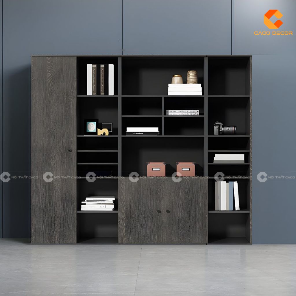 Tủ hồ sơ gỗ công nghiệp THS030 màu xám vân gỗ