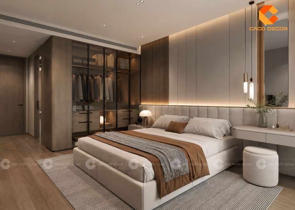 Phối cảnh 3D phòng ngủ chung cư hiện đại