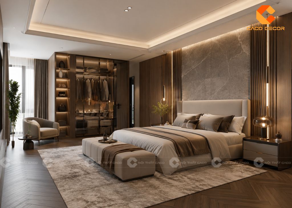 Phối cảnh 3D phòng ngủ master sang trọng