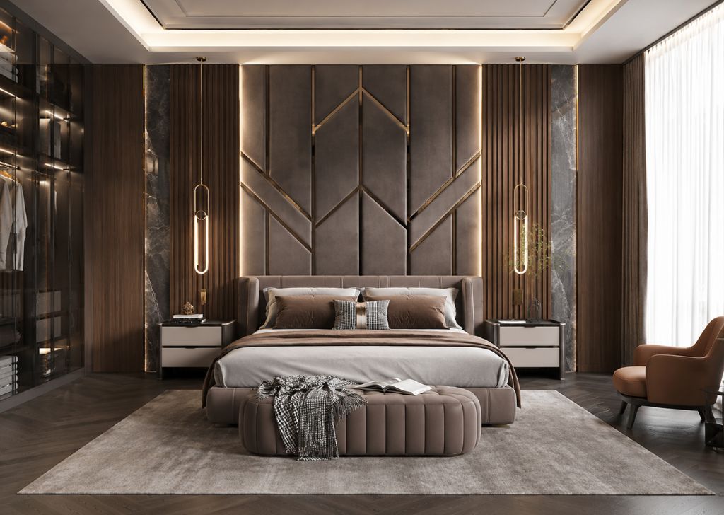 Phòng ngủ Luxury có vách đầu giường nổi bật