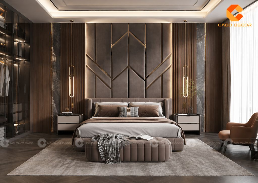 Phòng ngủ Luxury có vách đầu giường nổi bật