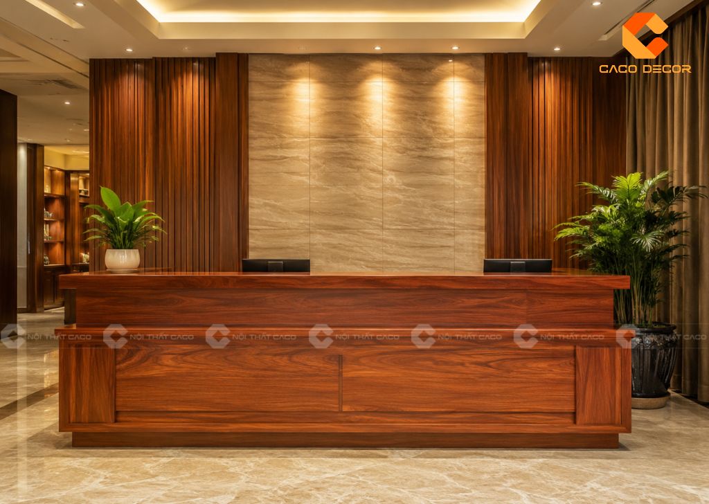 20+ Mẫu Quầy Lễ Tân Gỗ Tự Nhiên Bền Đẹp Giá Xưởng 7