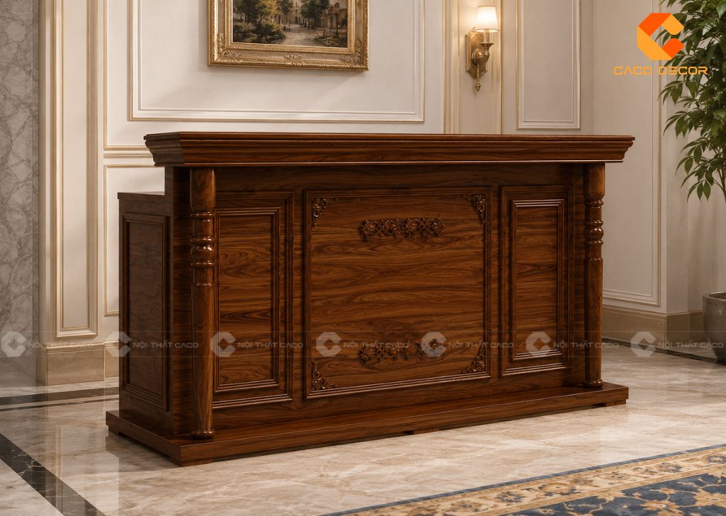 20+ Mẫu Quầy Lễ Tân Gỗ Tự Nhiên Bền Đẹp Giá Xưởng 19