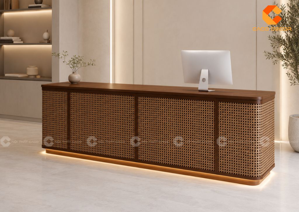 20+ Mẫu Quầy Lễ Tân Gỗ Tự Nhiên Bền Đẹp Giá Xưởng 11