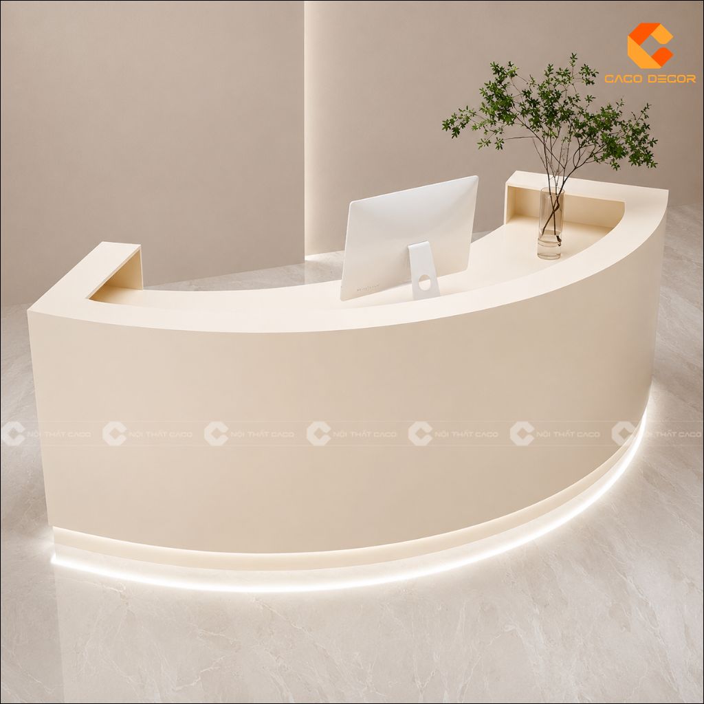 Quầy Lễ Tân Gỗ Công Nghiệp QLT024 Bo Cong Hiện Đại 2